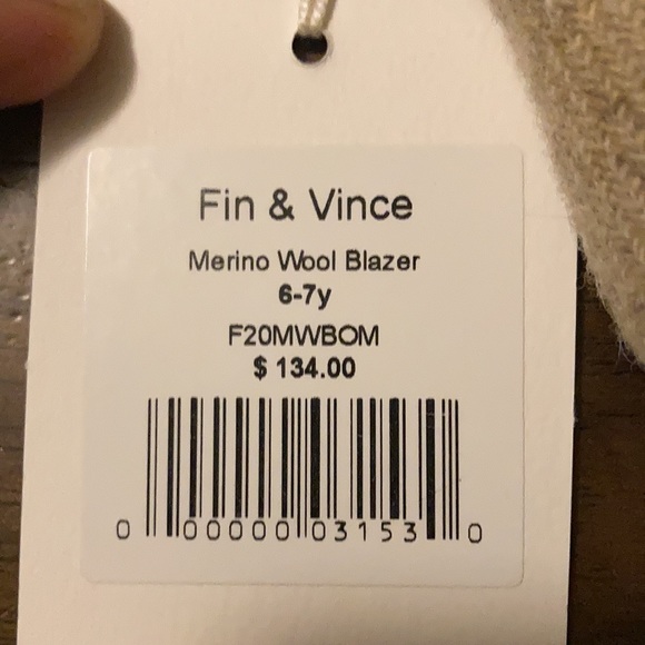 Fin & Vince kids Merina Wool Blazer jacket, size 6/7y. - Picture 4 of 4